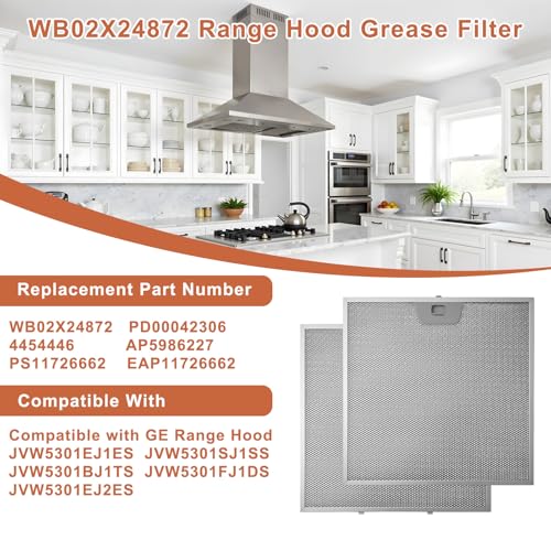 WB02X24872 Range Hood Grease Filters Compatible with GE Vent Hood (2 Count)