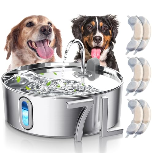7L 236oz Stainless Steel Dog Water Fountain for Large Dogs