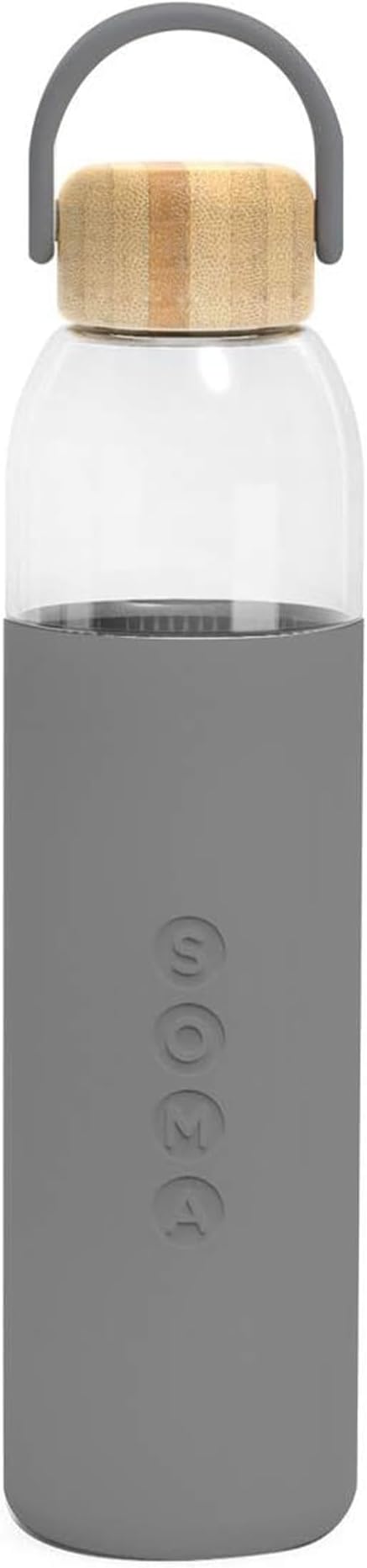 Soma by Full Circle 25oz Glass Water Bottle with Silicone Sleeve - BPA-Free, Leak-Proof, Eco-Friendly, Sustainable - Gray