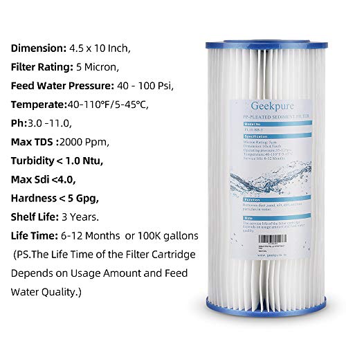 10 Inch Whole House Pleated PP Filters (5 Count)