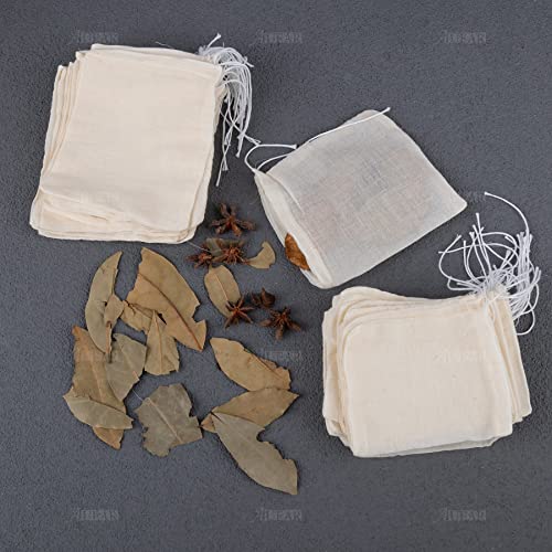 40 Pack Reusable Drawstring Cotton Soup Bags Spice Tea Filter Coffee Brew Herb Muslin Cheesecloth for Straining (40 Count)