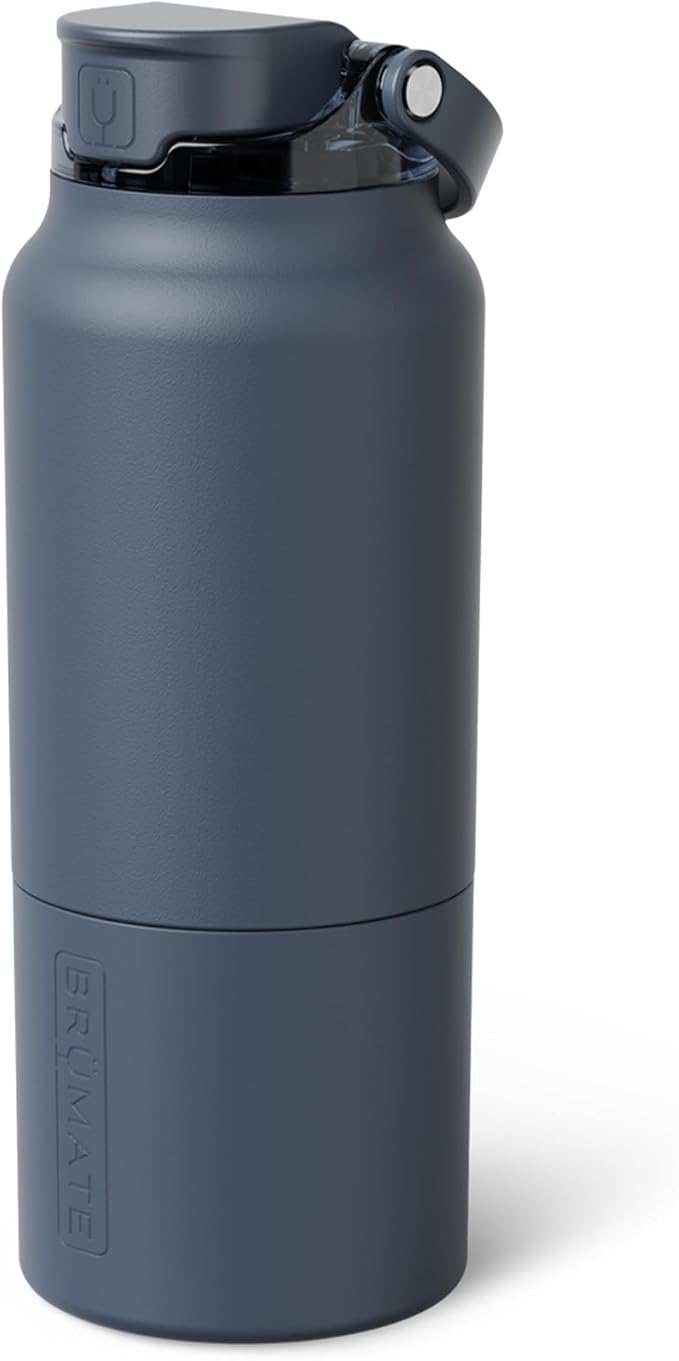 BrüMate Rise 35oz Water Bottle With 100% Leakproof Covered Silicone Straw | Insulated Stainless Steel Water Bottle | Fast Flow | Soft Sip Silicone Spout | Removable Straw | BPA-Free (Nightfall Blue)