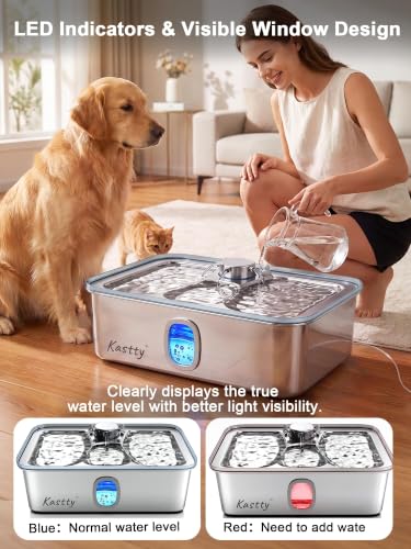 17L 4.5Gal Large Dog Water Fountain Stainless Steel for Multi