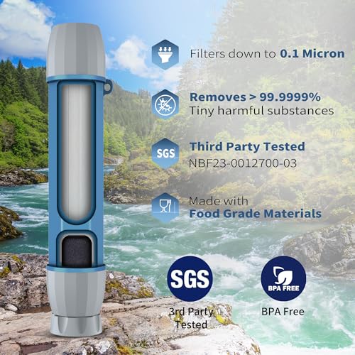 Emergency Water Filter Straw for Survival (2 Count)