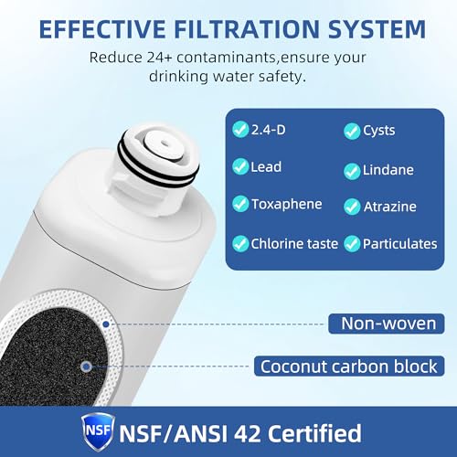 HAF-QIN DA97-17376B Refrigerator Water Filter for Samsung, Carbon Block Filtration, HAF-QIN/EXP Rs27t5200sr hafqin Rs22t5201sr RF28R7201SR RF32CG5400SR, Bespoke Water Filter 4 PacK SETFEEL (4 Count)