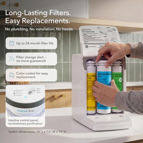 AquaTru Glass Carafe Smart Alkaline Countertop RO Purifier