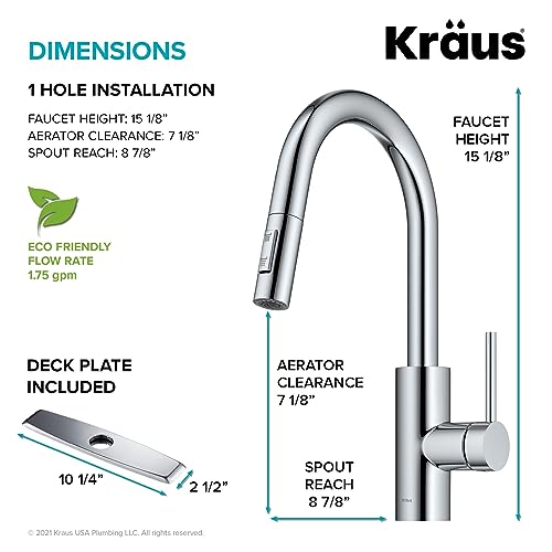 Chrome 15 in Single Handle Pull Down Kitchen Faucet KPF