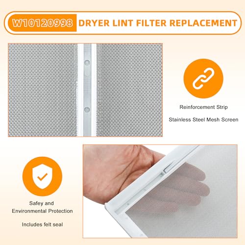 2 Pack W10120998 Dryer Lint Screen Filter Replacement Part (2 Count)