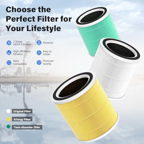 4 Pack AC400 Replacement Filter for Purivortex AC400 Air Purifier (4 Count)