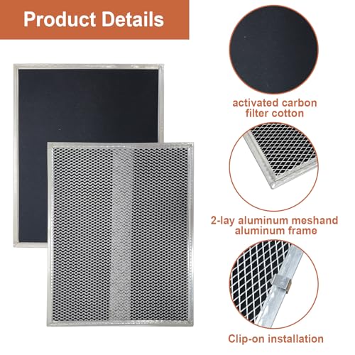 S99010308 Range Hood Charcoal Carbon Filters Replacement For Broan BPSF30 QS WS 99010308 And GE WB02X10707 Non (2 Count)