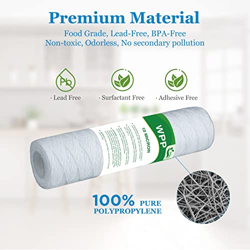 10 Micron String Wound Whole House Water Filter 10" x 2.5" (6 Count)