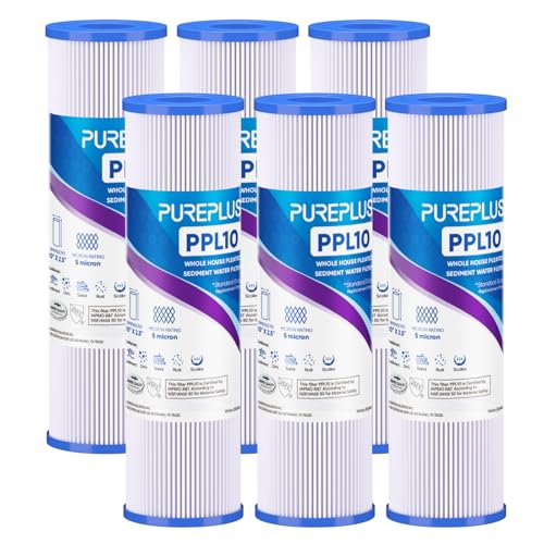 5 Micron 10"x2.5" Whole House Pleated Sediment Filter for Well Water (6 Count)