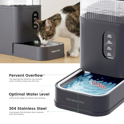2.2 Gallon Automatic Dog Water Bowl Dispenser 8.5L Gravity Water Feeder with Stainless Steel Bowl & Maifan Stone Filter