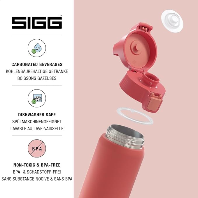 SIGG - Shield Therm- Stainless Steel Insulated Water Bottle - Carbonated Drinks, Leakproof, BPA Free, Recycled, 25, 34Oz