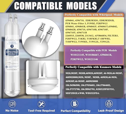 FILTER3 4396841 Refrigerator Water Filter Replacement Compatible with 4396841 4396710 EDR3RXD1 EDR3RXD1B Filter 3 P1WB2 P2RFWG2
