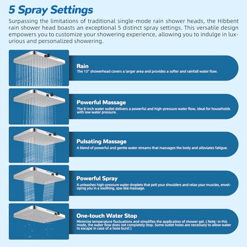 5 spray Dual Filtered White Rain Shower Head