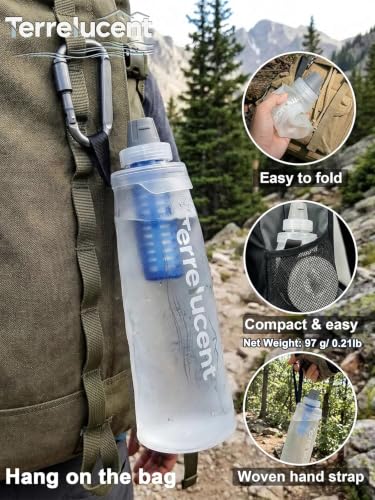 Collapsible Water Filter Bottle with Carabiner