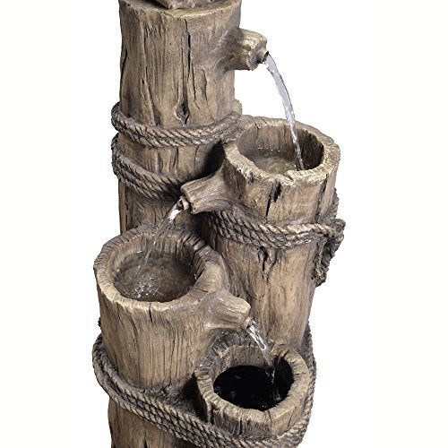 35.42" 4 Tier Pelican and Driftwood Pier Post Outdoor Cascading Water Fountain