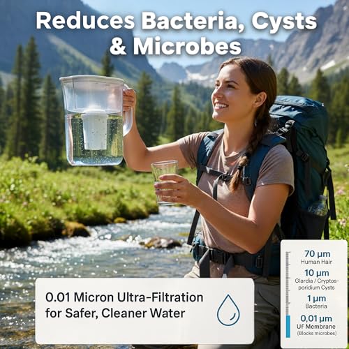 10 Cup Water Filter Pitcher with 2 Ultrafiltration & Carbon Filters (2 Count)