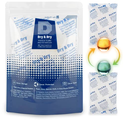 500 Gram [10 Packs] Orange Indicating Mixed Silica Gel Packets Siilca Gel Desiccant