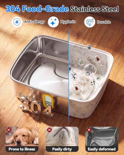 15L 4 Gal Stainless Steel Dog Water Fountain Large Capacity