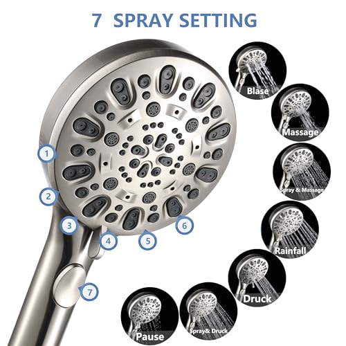 High Pressure Handheld Shower Head with 7 Spray Modes