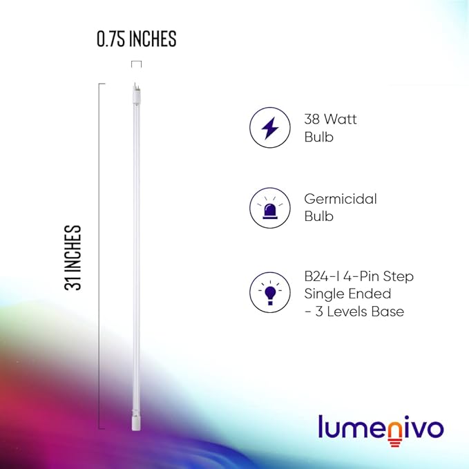 lumenivo S810RL UV Lamp 38W Replacement UV Light for Water Filter System S8Q-PA, S8Q and S8Q-Gold - 32 Inches UV Bulb S810RL with 4-Pin Step 3-Level Base - 1 Pack