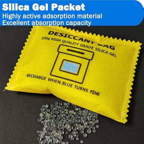 100g Rechargeable Desiccant Silica Gel Beads Pack Lab Desiccants Bag Rechargeable Moisture Absorbing for Storage Bins and Totes