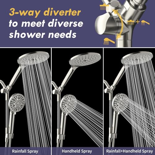 Brushed Nickel Filtered Dual Shower Head with Handheld Spray Combo