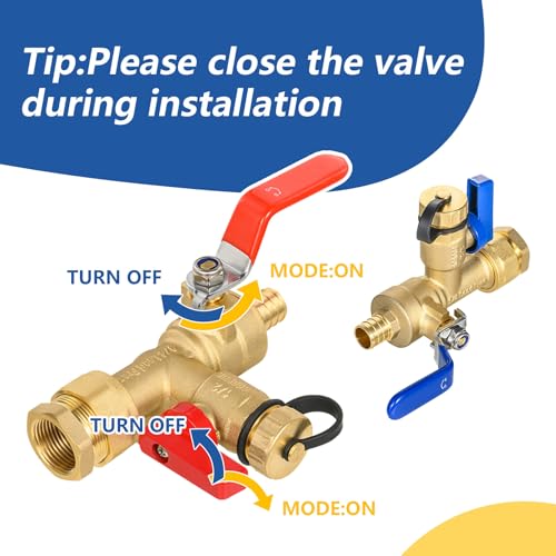 3 4 Inch GUOFIS IPS Tankless Water Heater Valve Kit with Pressure Relief Valve (5 Count)