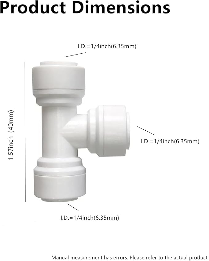 15 pcs 1/4" Tee 3 Way Tube Quick Connect Push Fit RO Water Reverse Osmosis System - AquaVibe