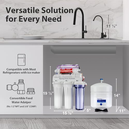 RCC7AK-UVBLK, NSF/ANSI 58 Certified, Alkaline and UV 7-Stage Reverse Osmosis Water Filter System, Clear Housing for Easy Filter Inspection, Reduces PFAS, TDS, Chlorine, Lead, pH+