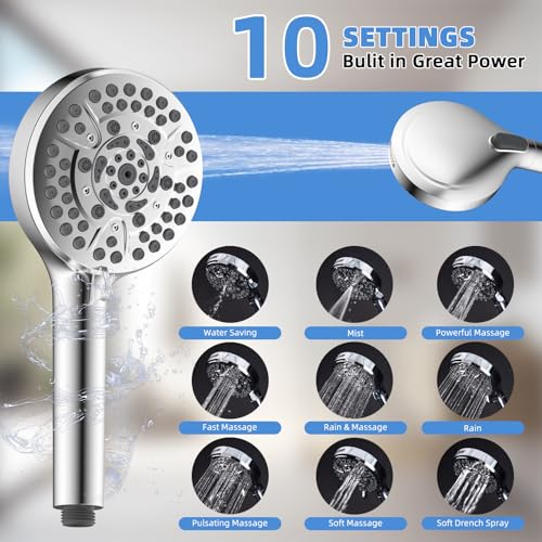 8" Metal Rainfall Shower Head with 10