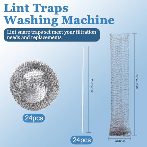 24 Pieces Stainless Steel Lint Traps for Washing Machine Hose