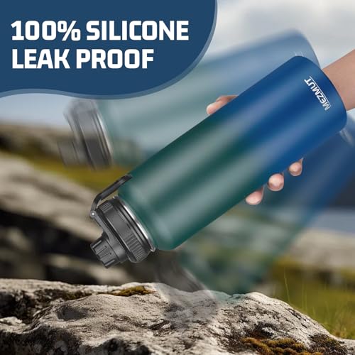 40oz Large Metal Sports Insulated Water Bottle with 2 Lids (40 Count)