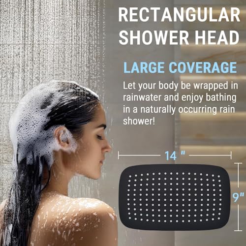 All Metal 14" Rain Shower Head with Handheld for Bathroom Upgrade
