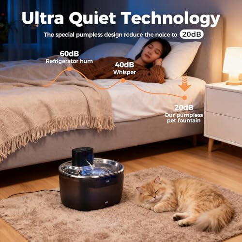 Pumpless Cat Water Fountain Stainless Steel