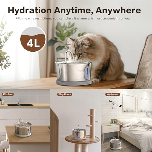 Battery Operated Cat Water Fountain Wireless
