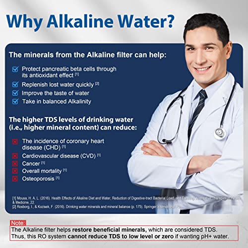 RCC1UP-AK, 100 GPD 7-Stage Reverse Osmosis Under Sink Water Filtration System with Boost Pump, Alkaline Remineralization and UV Filter, Patented Top-Mounted Faucet Design for Easy Installation
