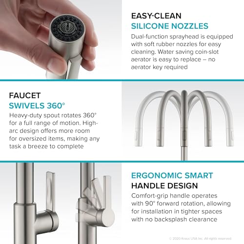 Spot Free Brushed Brass Pull Down Kitchen Faucet KPF