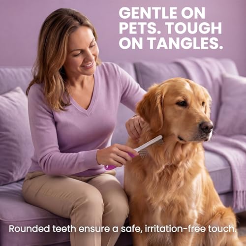 Poodle Pet Detangling Pet Comb with Long & Short Stainless Steel Teeth for Removing Matted Fur