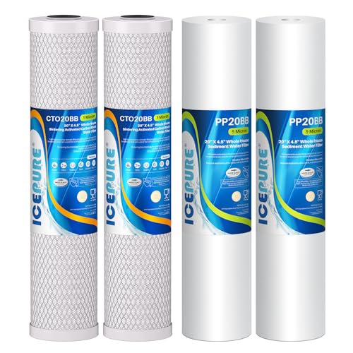 5 Micron 20” x 4.5” Whole House Water Filter Cartridge PP+CTO 2 (2 Count)