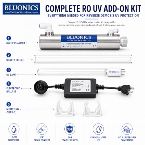 Ultraviolet Light Water Purifier UV System for Reverse Osmosis Drinking Water System 0.5 GPM
