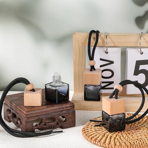 50 Pcs Hanging Car Air Freshener Car Diffuser Empty Glass Perfume Bottle Freshener Diffuser Pendant for Essential Oil Fragrance Aromatherapy Ornament (50 Ounce)