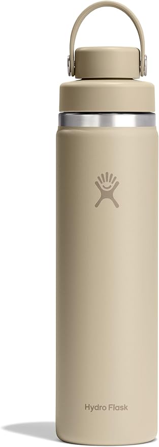 Hydro Flask Water Bottle - Insulated Stainless Steel - Wide Mouth Flex Chug Lid, Non Spill, Leakproof in 24 Oz Tonal Oat Tan