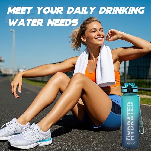 Water Bottle 32 oz Motivational Time Marker Tritan Bottle