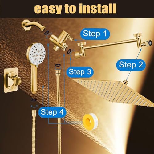 Shower Head 10" High Pressure Rain shower head with Handheld Spray Combo