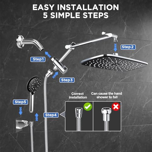 11.8" High Pressure Shower Head with Handheld