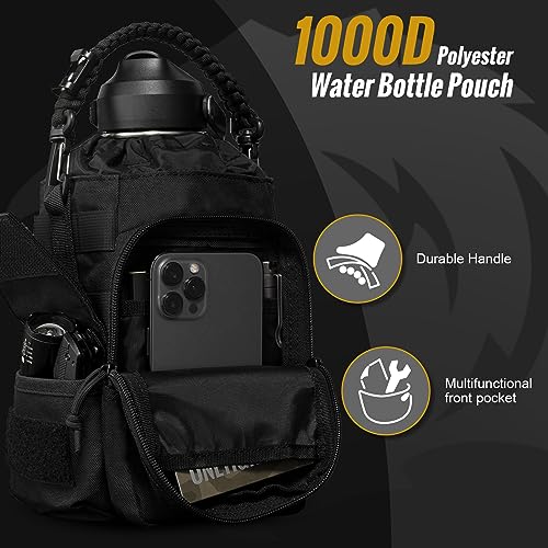 64oz Tactical Insulated Water Bottle with 3 Lids & MOLLE Pouch