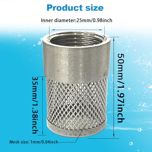 3 4" 304 stainless steel filter head with internal thread diameter of 25mm connected to 3